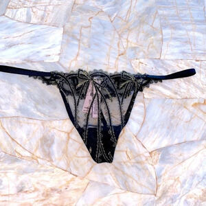 New DREAM ANGELS Shine Lace V-String Panty Thong Shimmer Shine Large